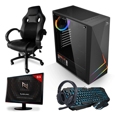 Pc Gamer Completo Intel i3 10100F 8GB (GT 1030) SSD 240GB 500W 80 Plus + Cadeira Gamer, Neologic - NLI83578