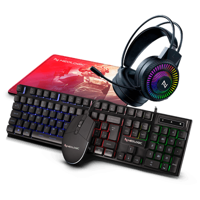 Kit Gamer Neologic 4x1 Infinity Play Teclado Rainbow, Mouse, Headset e Mousepad - NIP4x1