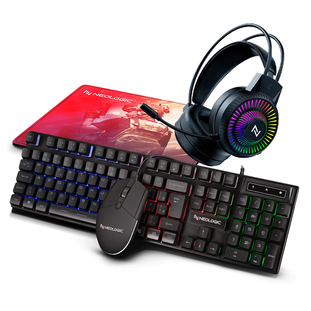 Kit Gamer LED RGB Teclado Mouse Headset Mousepad Evolut EG54