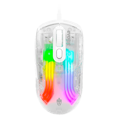 Mouse Gamer Evolut EG114 Lumini Transparente Com Fio 7200 DPI Rainbow USB