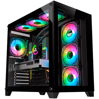 Gabinete Gamer K-mex Space CG-P2R4 Preto ATX Vidro Lateral Sem Fan CGP2R4RH001CB0X