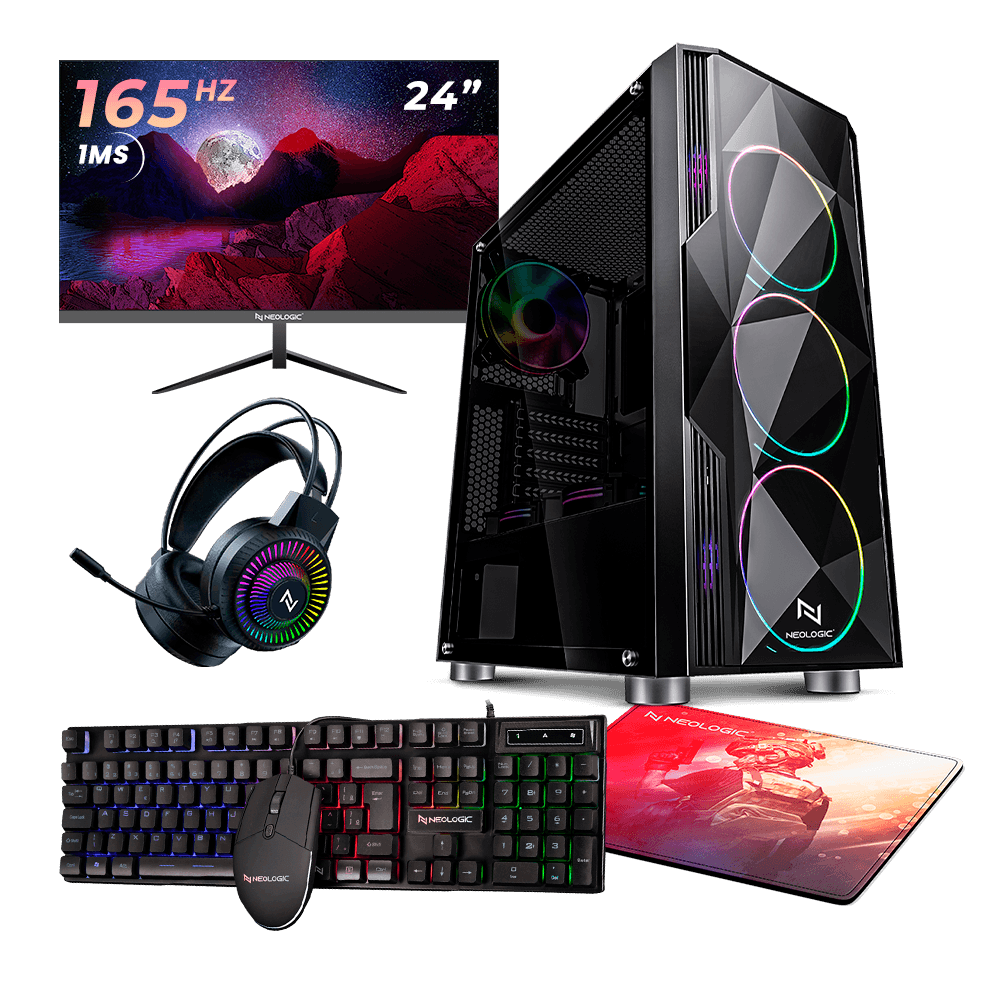 Pc Gamer Completo Intel I5 13400F 16GB (RTX 4060 8GB) SSD 1TB + 240GB 500w 80 Plus + Monitor Neologic 24" 165hz, Neologic Streamer - NLI85872