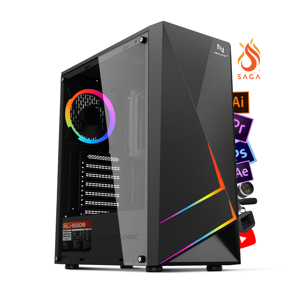 PC Workstation Intel i5 10400F 16GB (RX 6500 4GB) 1TB + SSD 240GB 500W 80 Plus, Neologic By Saga 2D - NLI83651