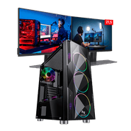 PC Gamer Intel i5 10400F 16GB (GTX 1650 4GB) SSD 240GB + HD 1TB 500W 80 Plus + 2 Monitores 21,5, Neologic Streamer - NLI83668