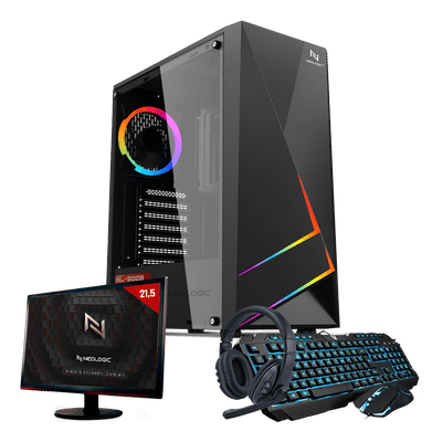 KIT - Pc Gamer Intel i3 10100F 8GB (GT 1030) SSD 240GB 500W 80 Plus + Monitor 21,5, Neologic - NLI83575