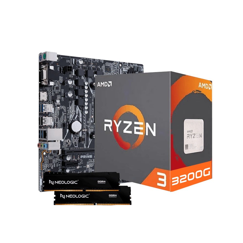 Kit Upgrade AMD Ryzen 3 3200G, Placa Mãe A520M, 32GB DDR4, Neologic - NLI84640