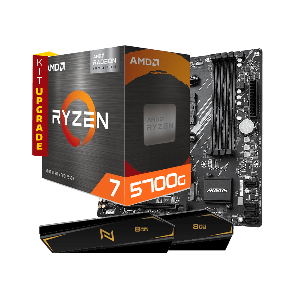 Kit Upgrade AMD Ryzen 7 5700g, Placa Mae Gigabyte AM4 B550M Aorus Elite, Memoria Neologic 16GB (2X8GB) 3200MHZ, Neologic - NLI83440