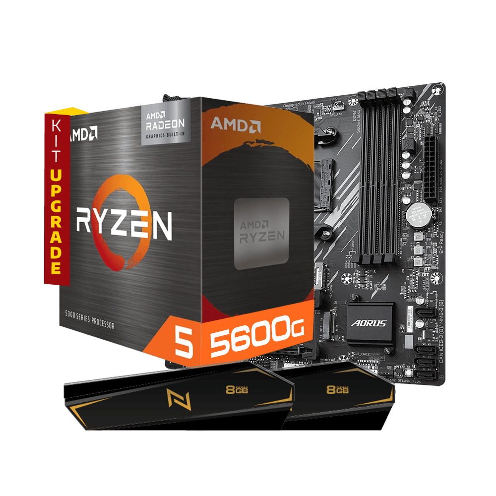 Kit Upgrade AMD Ryzen 5 5600g, Placa Mae Gigabyte AM4 B550M Aorus Elite, Memoria Neologic 16GB (2X8GB) 3200MHZ, Neologic - NLI83442