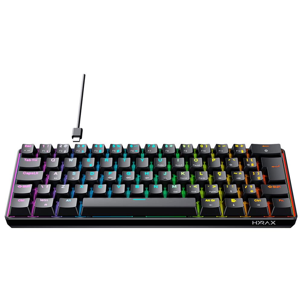 Teclado Gamer Mecanico Hyrax Thunder Hck61, Abnt2, Preto, Switch Vermelho - Hck61b-red-rgb - Imagem 2