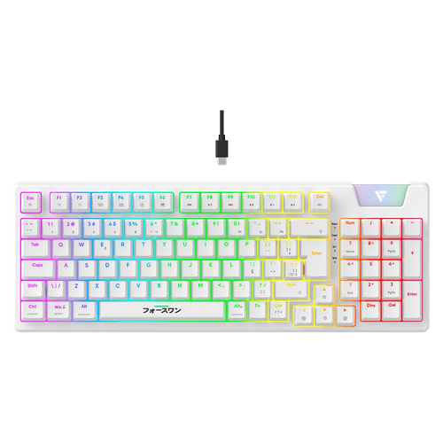 Teclado Mecanico Gamer Force One Yari, RGB, ABNT, Switch Amarelo, Branco, FR.TC.YA.01
