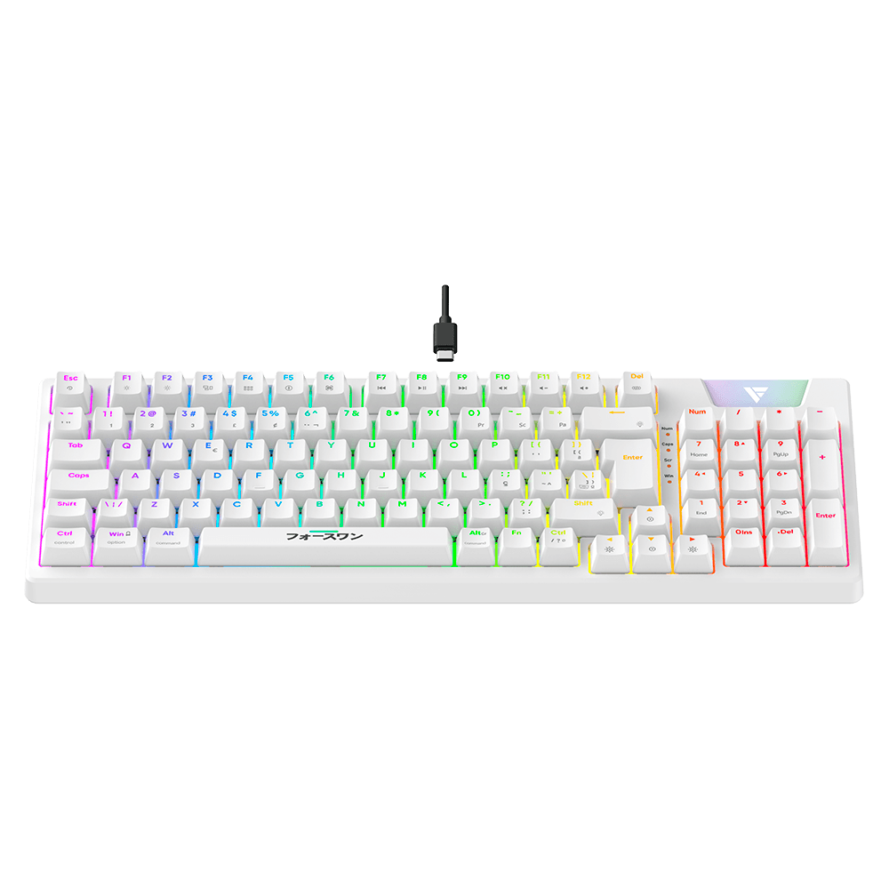 Teclado Mecanico Gamer Force One Yari, RGB, ABNT, Switch Amarelo, Branco, FR.TC.YA.01 - Imagem 3