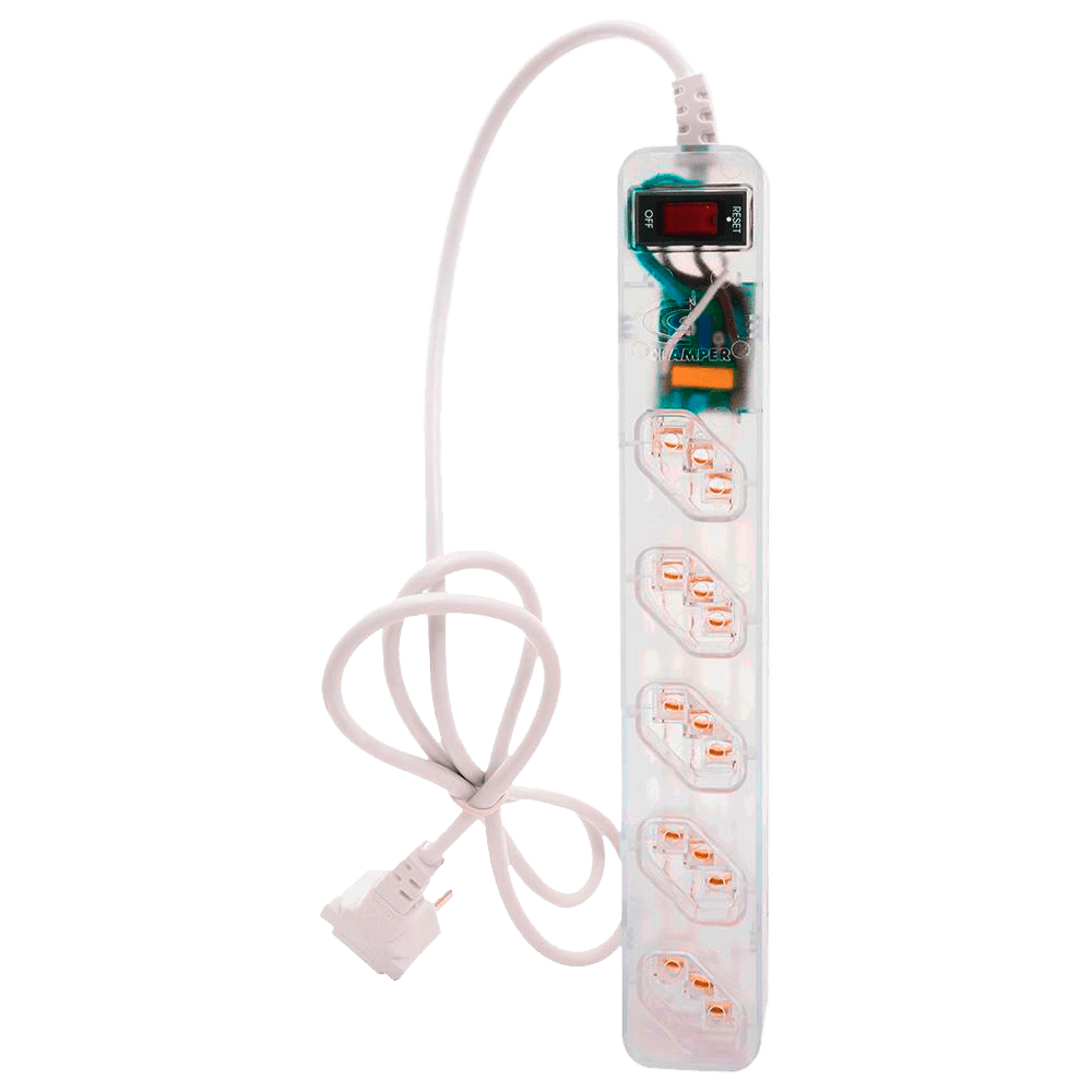 Filtro de Linha Dps Iclamper Energia 5 Tomadas Transparente Comprimento do Cabo de Entrada 1,5 m