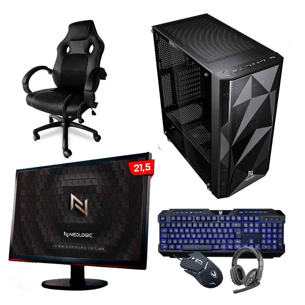 PC Gamer Completo AMD Ryzen 5 5600GT 16GB (Radeon Vega 7 Integrado) SSD 240GB 500W 80 PLUS + Cadeira, Neologic - NLI83471