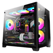 Gabinete Liketec Gamer Kirra Black, 4x Fan RGB, Cubo Design, M-ATX, Frontal Vidro