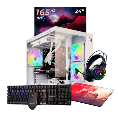 Pc Gamer Completo Intel i7-12700F 16GB 3200MHZ (RX 7600 8GB) SSD 1TB M.2 NVME, 600w 80 Plus, Monitor 24 165HZ 1MS, Neologic Aquarium - NLI87245