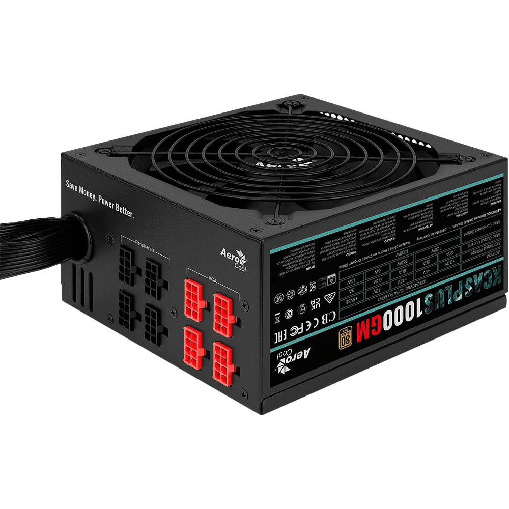 Fonte Gamer ATX Aerocool KCAS 1000GM, 80 Plus Gold, 1000w, Full Range APFC - Imagem 3