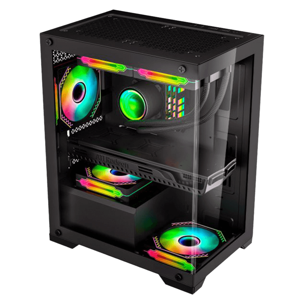 Gabinete Gamer K-mex Aquário Micro ATX Poseidon Preto CG-12H5 Lateral Em Vidro Sem Fan - Imagem 2