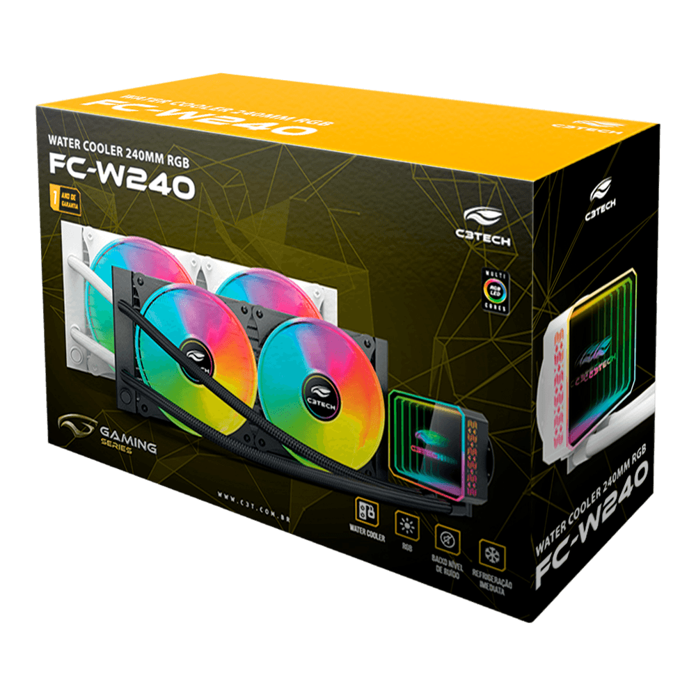 Water Cooler C3Tech Gaming FC-W240WHRGB Branco, TDP 250w, Compatível com Intel e AMD - Imagem 4