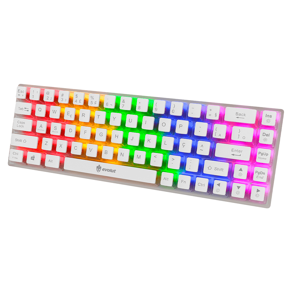 Teclado Gamer Mecânico Transparente Evolut EG217 Lumini 60% Switch Azul Com Fio