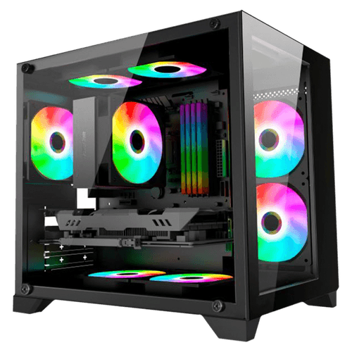 Gabinete Gamer K-mex Aquário CG-01AD, Space Z, Lateral de Vidro, Micro ATX, Mid-Tower, Sem Fans, Preto, CG01ADRH001CB0X