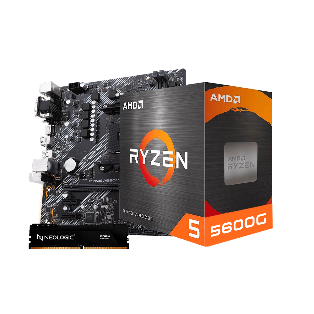 Kit Upgrade AMD Ryzen 5 5600GT, Placa Mãe A520M 8GB DDR4, Neologic - NLI84580