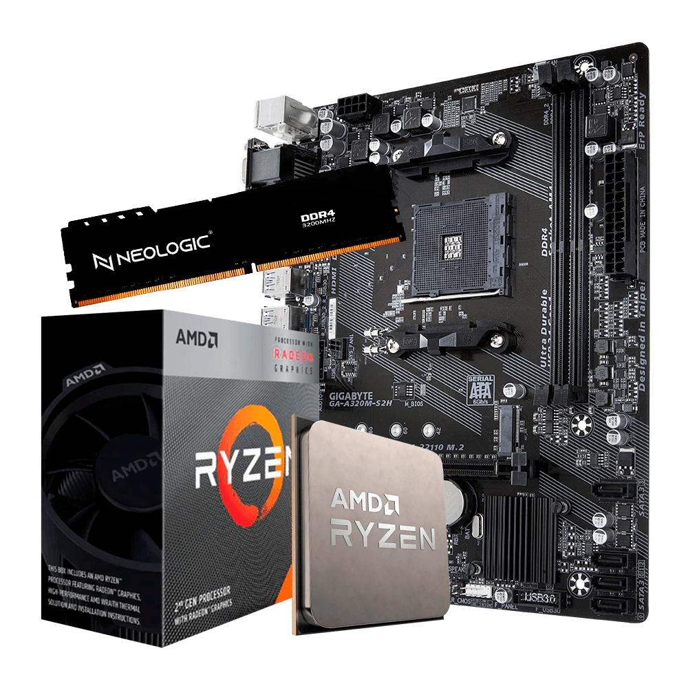Kit Upgrade AMD Ryzen 3 3200G, Placa Mãe A520, 8GB DDR4, Neologic - NLI84293