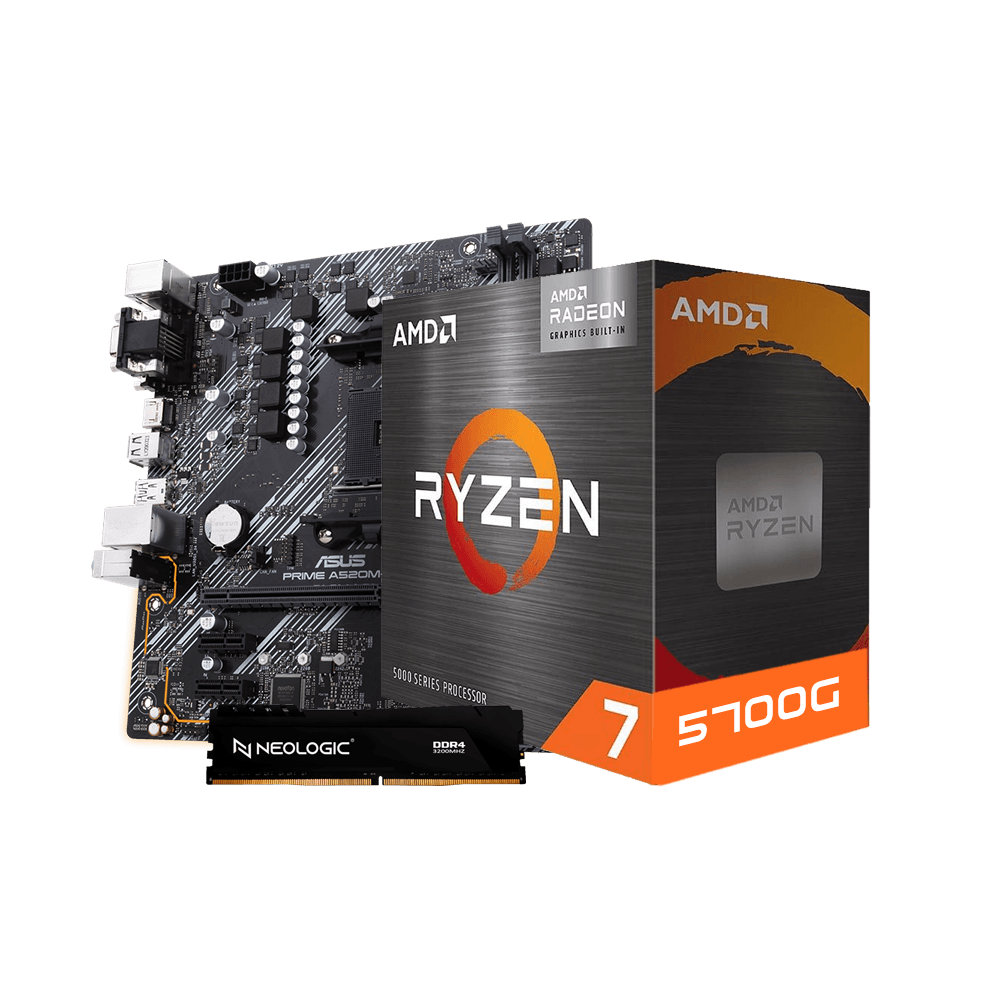 Kit Upgrade AMD Ryzen 7 5700G, Placa Mãe A520M, 8GB DDR4, Neologic - NLI84112