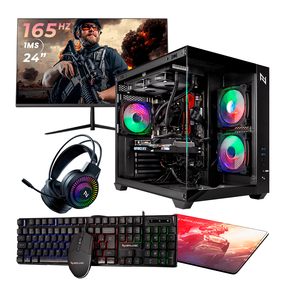 Pc Gamer Completo AMD Ryzen 5 5600GT 16GB (Radeon Vega 7 Integrado) SSD 480GB, 500W 80 Plus + Monitor 24 165HZ, By Italo Canella NLI86348