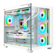 Gabinete Aquário Gamer Hyrax HGB740W, Branco, Tower ATX, Frente e Lateral Em Vidro, Sem Fans