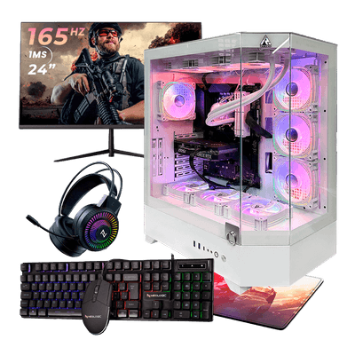 Pc Gamer Completo Ryzen 5 5500, 16GB 3200Mhz, (RTX 4060 8GB), B550M, SSD 480GB M.2, 600W 80 Plus, Monitor 24 165Hz - NLI88053