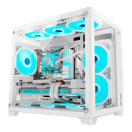 Gabinete Liketec Gamer Kirra Snow Aquário, 4x Fan ARGB, Branco, M-ATX, Frontal Vidro