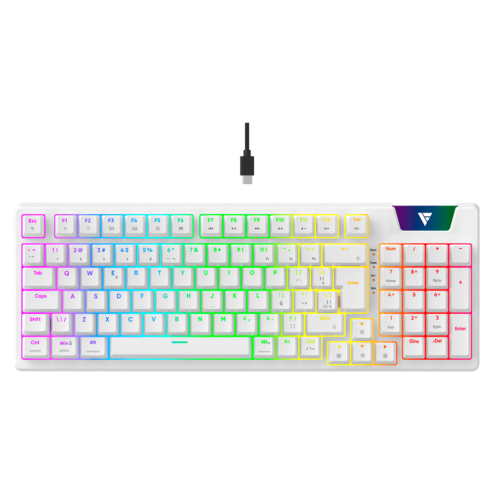 Teclado Mecânico Gamer Force One Atlas Pro, RGB, Switch Red, White, FR.TC.AP.01