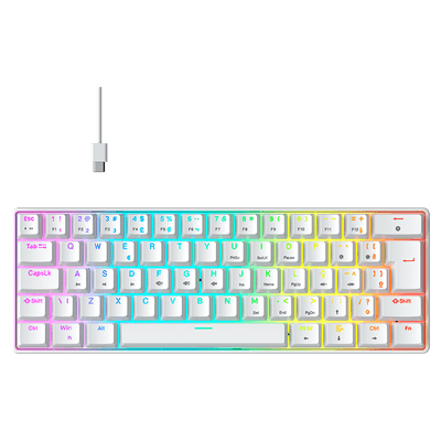 Teclado Gamer Mecanico Hyrax Thunder Hck61, Abnt2, Branco, Switch Vermelho - Hck61w-red-rgb com alto desempenho para jogos