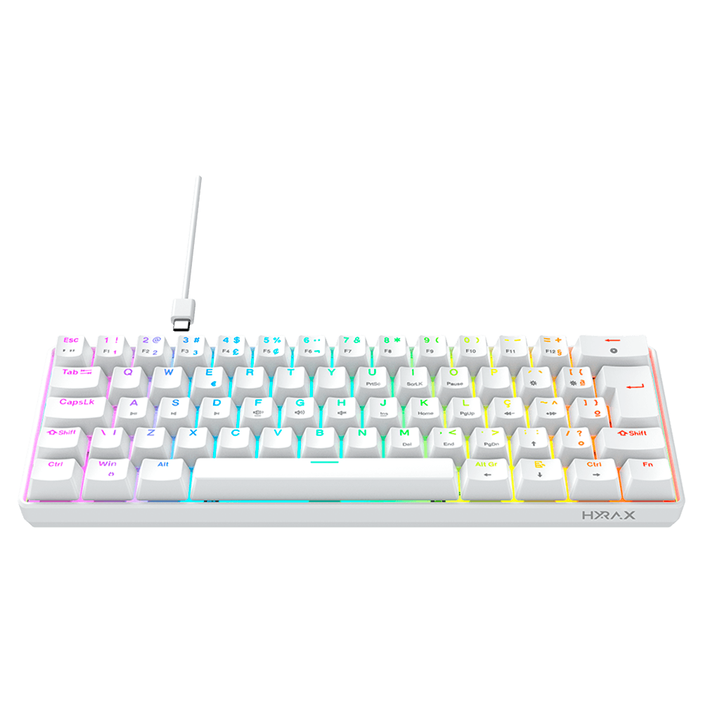 Teclado Gamer Mecanico Hyrax Thunder Hck61, Abnt2, Branco, Switch Vermelho - Hck61w-red-rgb - Imagem 2