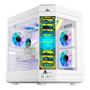 Gabinete Gamer Ryvel Cube Screen White, RY-GB-CBS-WT, Sem Fans