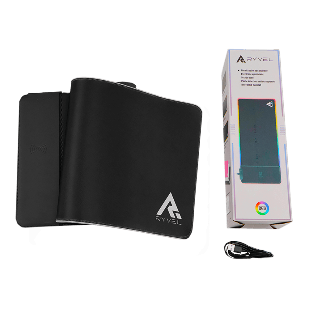 Mousepad Gamer Ryvel Black, RGB, Charge (carrega Smartphone), 800x300mm, RY-MP-CG-BL - Imagem 3