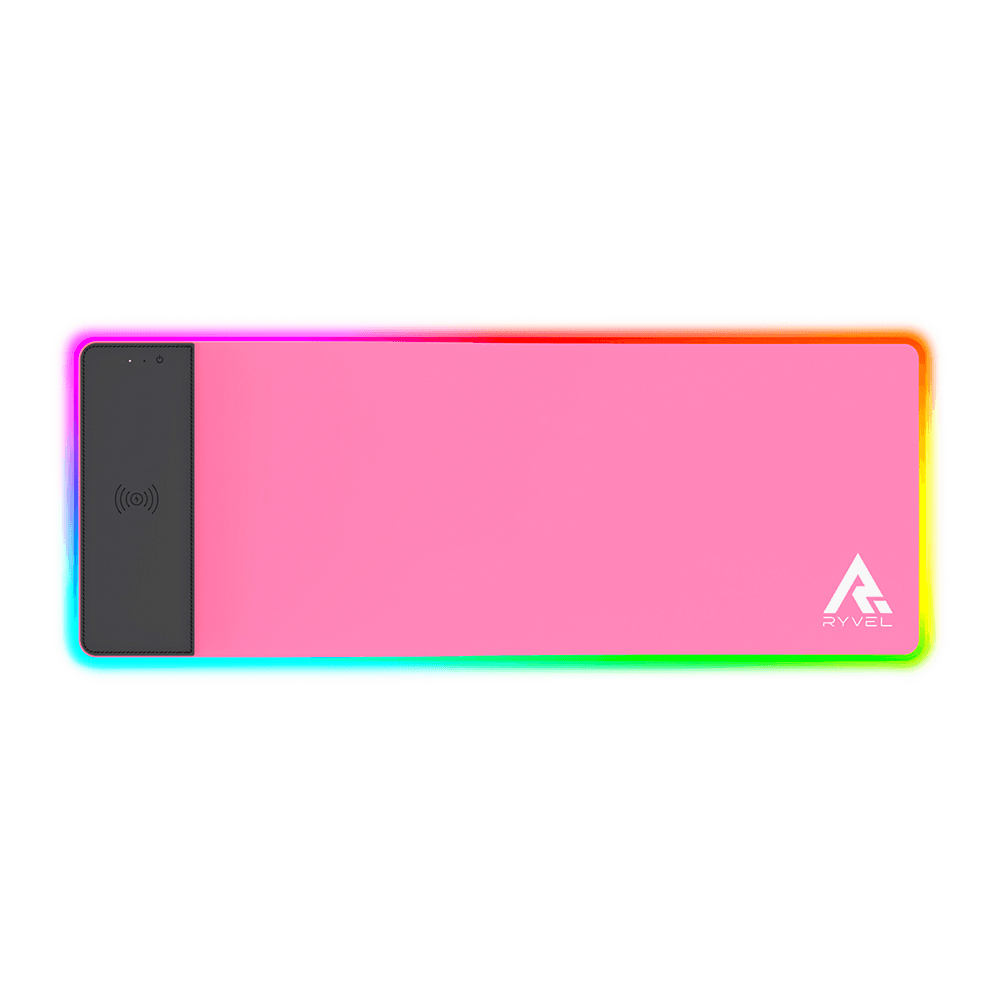 Mousepad Gamer Ryvel Pink, RGB, Charge (carrega Smartphone), 800x300mm, RY-MP-CG-PK