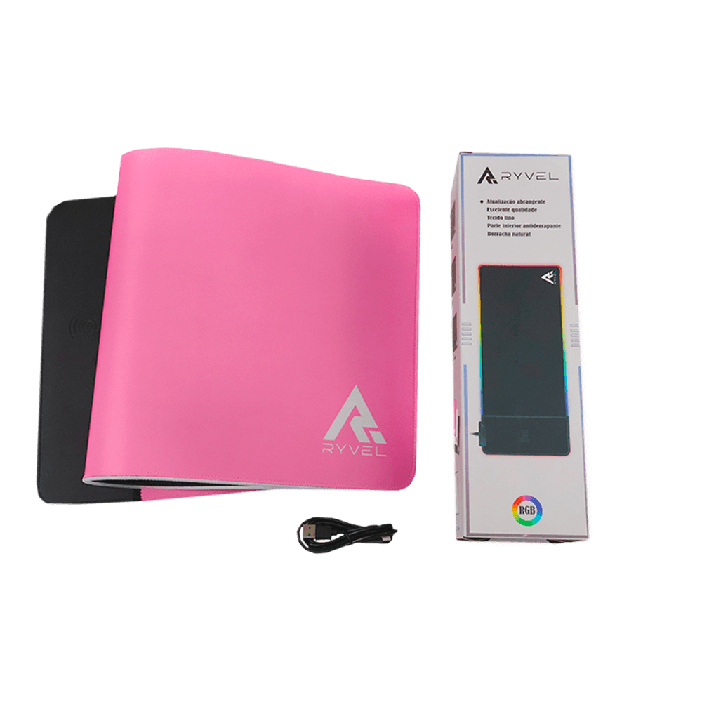 Mousepad Gamer Ryvel Pink, RGB, Charge (carrega Smartphone), 800x300mm, RY-MP-CG-PK - Imagem 2