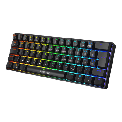 Teclado Gamer Mecânico Neologic Precision Pro Dark, 60%, RGB, Hot Swap, 61 Teclas, Switch Red, Cabo Tipo C, Preto, PRODRK-RED