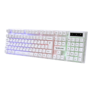 Teclado Gamer Neologic Infinite Play White, Semi Mecânico, ABNT2, Rainbow, Branco, IFNT-WT