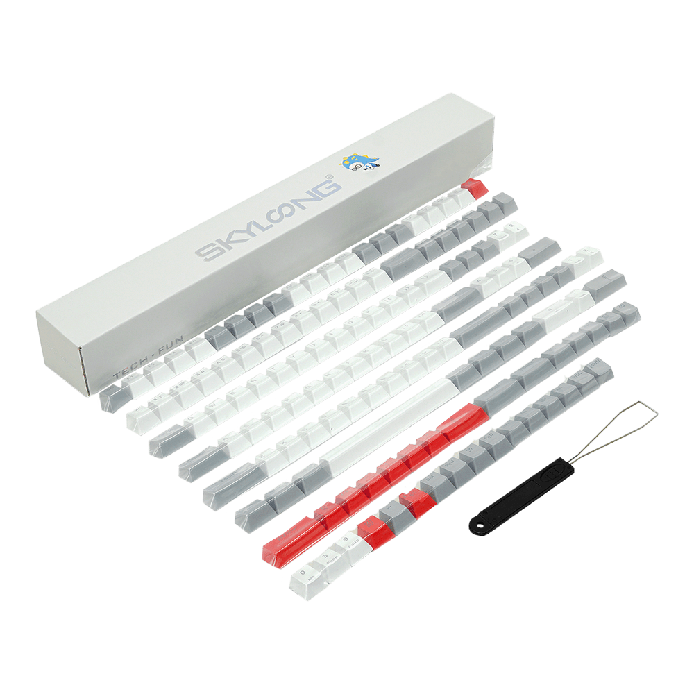 Kit de Keycaps Skyloong, Double Shotting Pbt, Light Grey-white-red