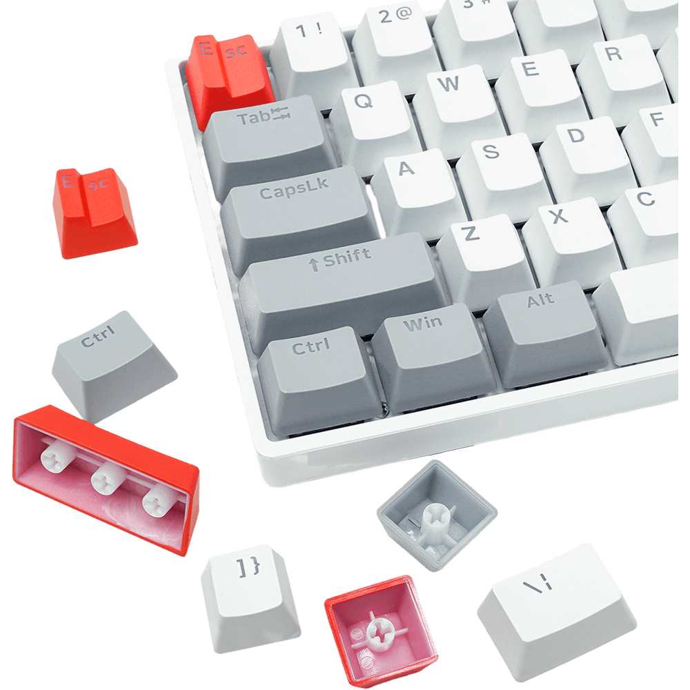 Kit de Keycaps Skyloong, Double Shotting Pbt, Light Grey-white-red - Imagem 2