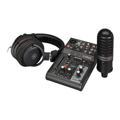 Kit Mesa de Som Yamaha, Microfone, Headset AG03MK2 LSPK, Podcast, Streaming, Preto com alto desempenho para jogos intensos e Kit Mesa de Som Yamaha, Microfone, Headset AG03MK2 LSPK, Podcast, Streaming, Preto com alto desempenho para jogos intensos e