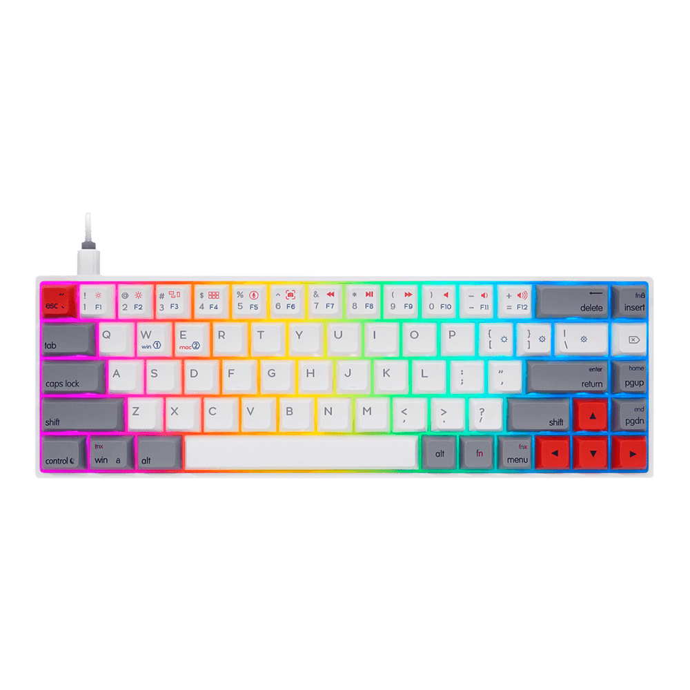 Teclado Gamer Skyloong GK68 QMKVIA, LED, USB, Hot Swap, Switch Red, Branco
