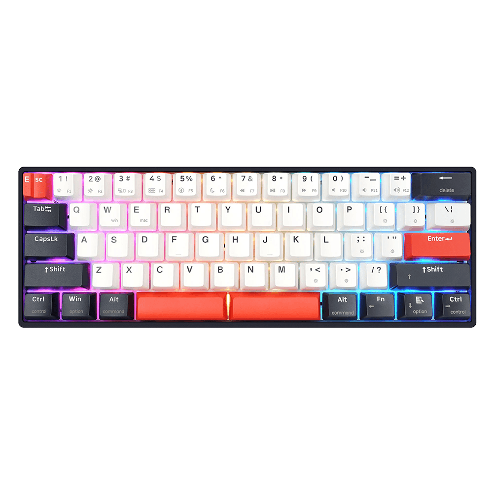 Teclado Gamer Skyloong GK61 QMKVIA 60%, RGB, USB, Hot Swap, Switch KTT Silver, Preto