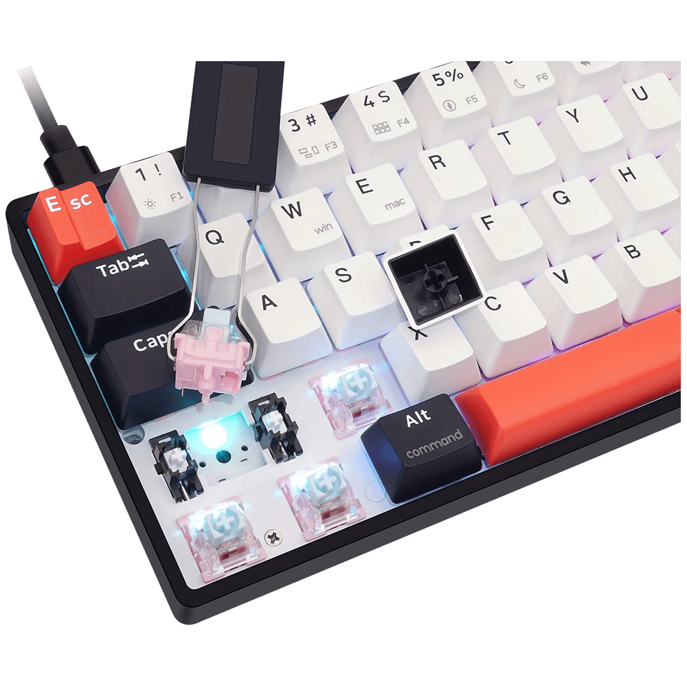 Teclado Gamer Skyloong GK61 QMKVIA 60%, RGB, USB, Hot Swap, Switch KTT Silver, Preto - Imagem 2