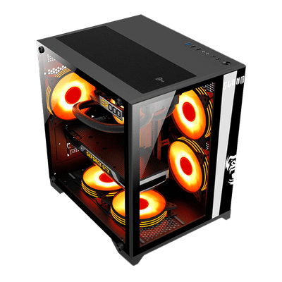 Gabinete Gamer Aquário Clanm Grodd, Lateral de Vidro, Matx, Branco, Sem Fans