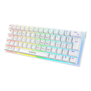 Teclado Gamer Mecânico Neologic Precision Polar 60%, Rainbow, 61 Teclas, Switch Red, Cabo Tipo C, Branco, PREPLR-RED