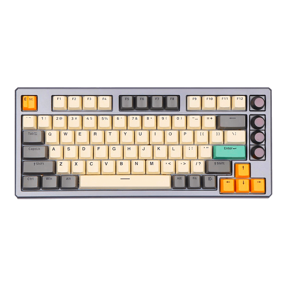 Teclado Gamer Mecânico Skyloong GK75 TI - Grey Aluminun, Switch Silver, 3 Modos, RGB, Hot Swap, 4000mah, Prata