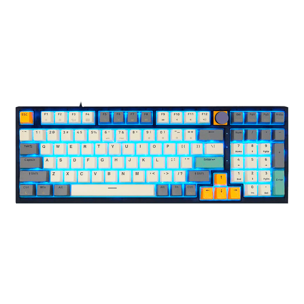 Teclado Gamer Mecânico Skyloong GK980 Ti-Grey, Switch Silver, 3 Modos, RGB, Hot Swap, 4000mah